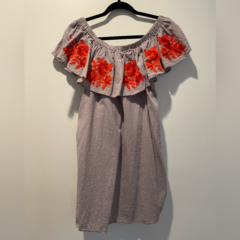 IMPECCABLE PIG Embroidered Flower Mini Dress with Pockets Size Medium